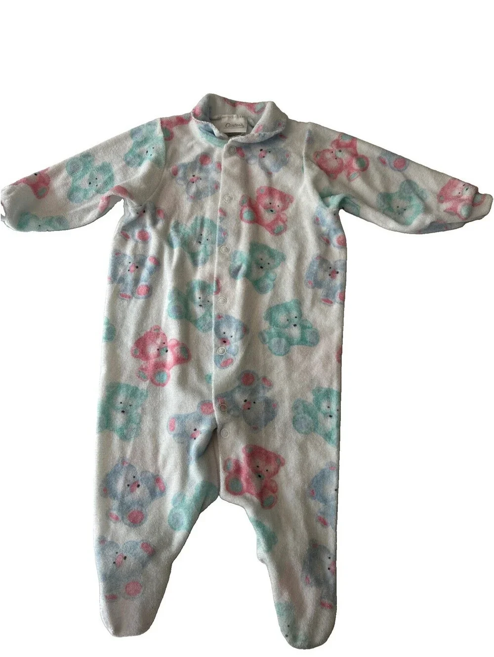 Carter's Terry Cloth Teddy Bear Baby Sleeper Pastel Size M 3-6 Mo Vintage 1990s
